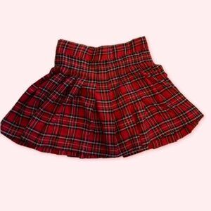 Red Tartan Plaid Punk Skirt Side Slit Schoolgirl